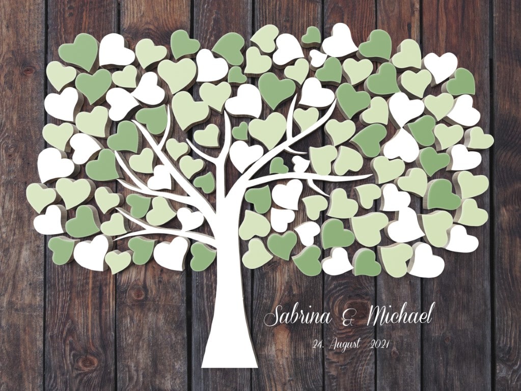 Hochzeitsgästebuch Ideen Gästebuch zur Hochzeit Leinwand Grün