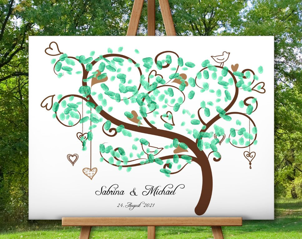 Geburtstag Hochzeit Fingerabdruck Gästebuch Leinwand