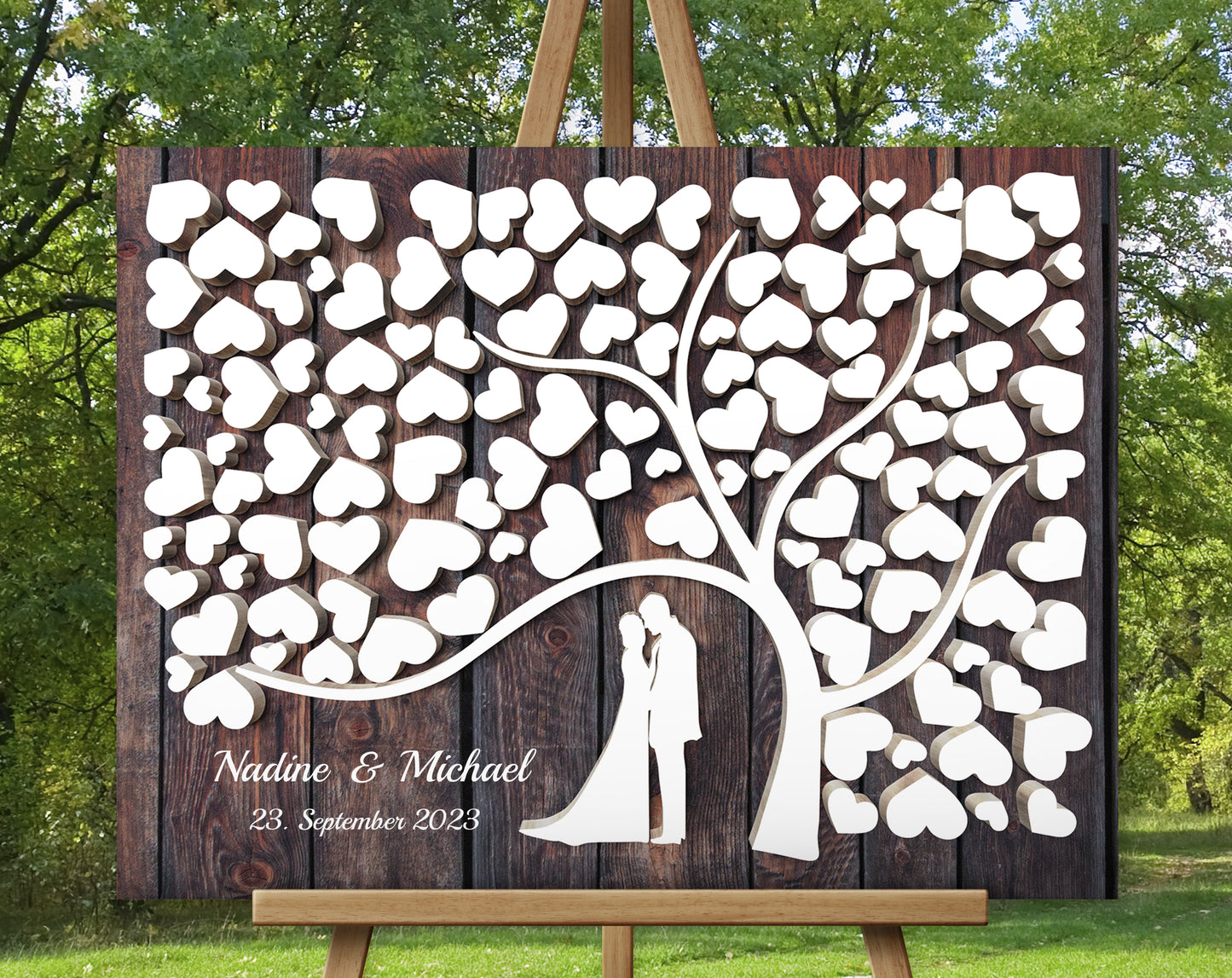 Hochzeitsgästebuch mit 3D Effekt Paar Herzbaum