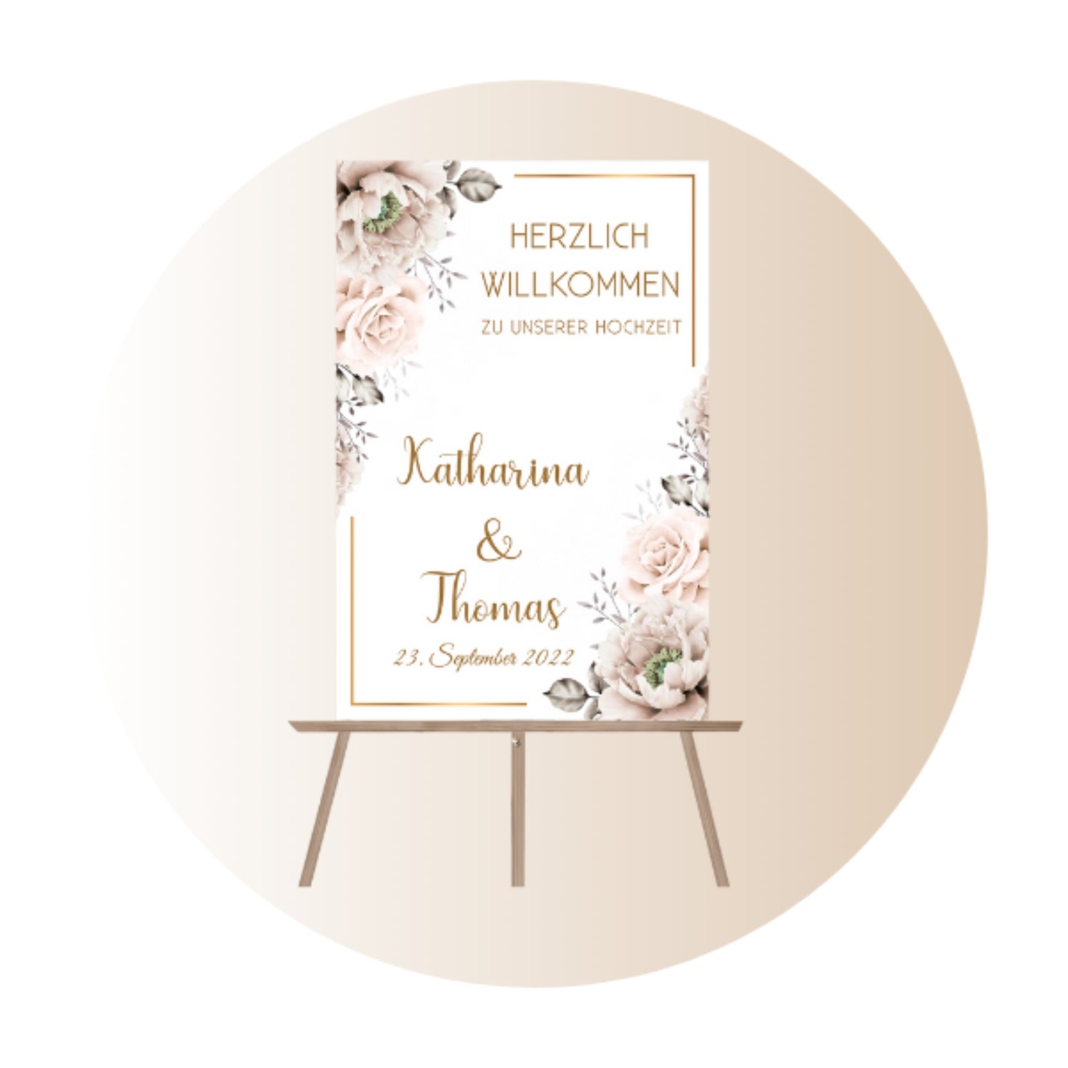 Papierdruck oder Leinwandbild für den Empfang von Gästen. An der Tür, im Hotel, auch bei einer Hochzeit zu Hause.