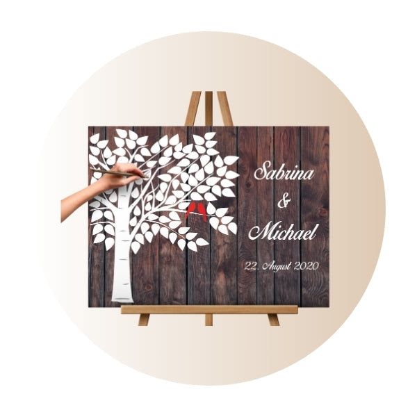 Braun Leinwand Gästebuch, tolles Geschenk zur Hochzeit