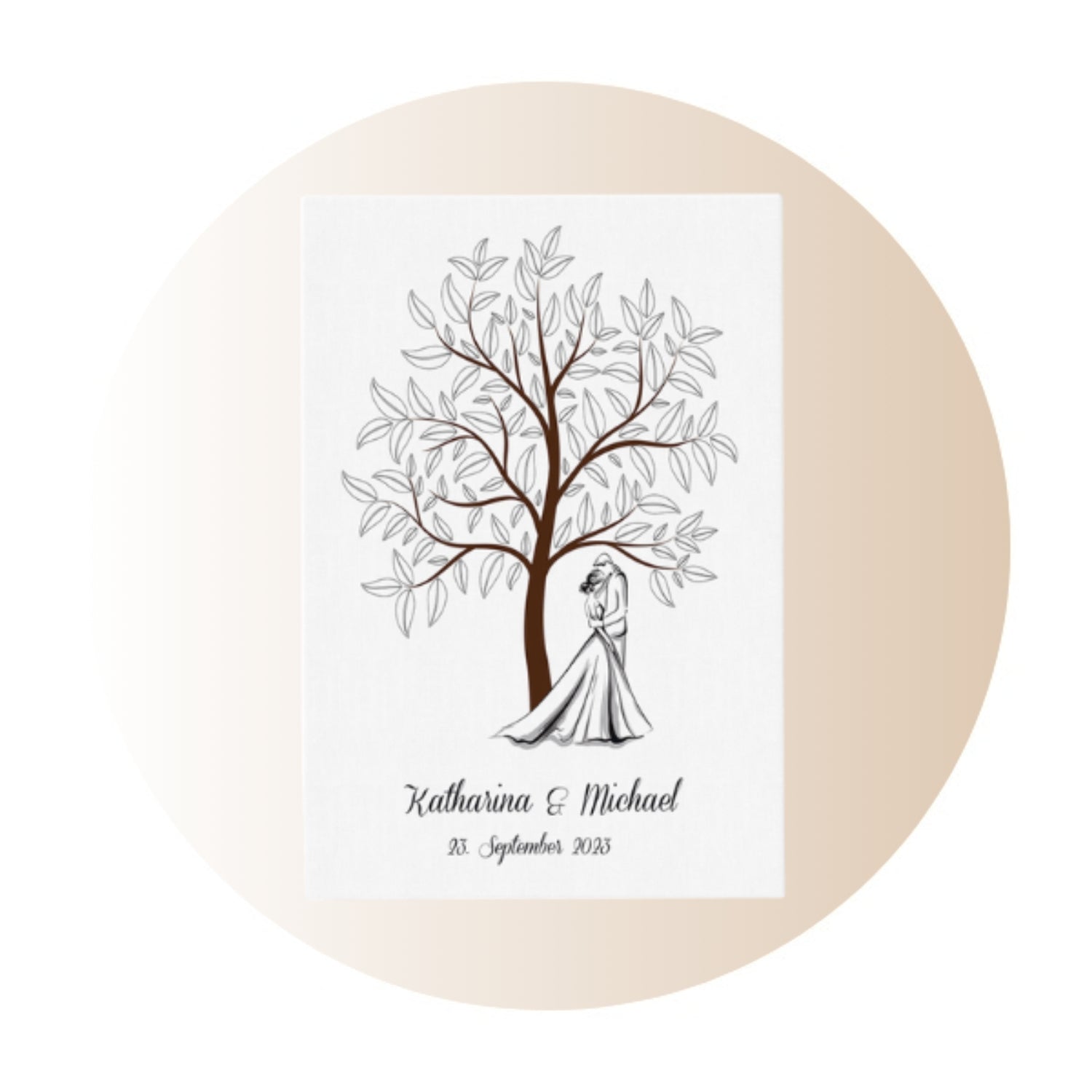 Fingerabdruckbaum oder Gästebaum, Leinwandbild zur Hochzeit, Taufe, Kommunion oder Geburtstag