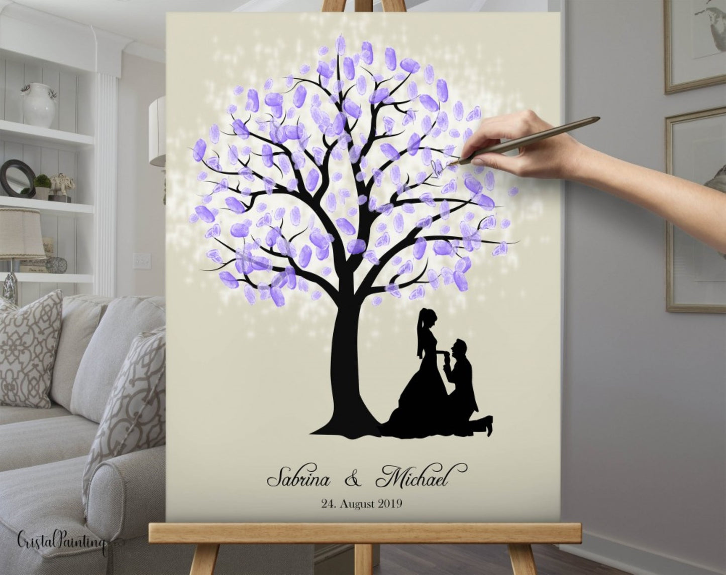 Fingerabdruck Gästebaum Hochzeitsgästebuch Brautpaar