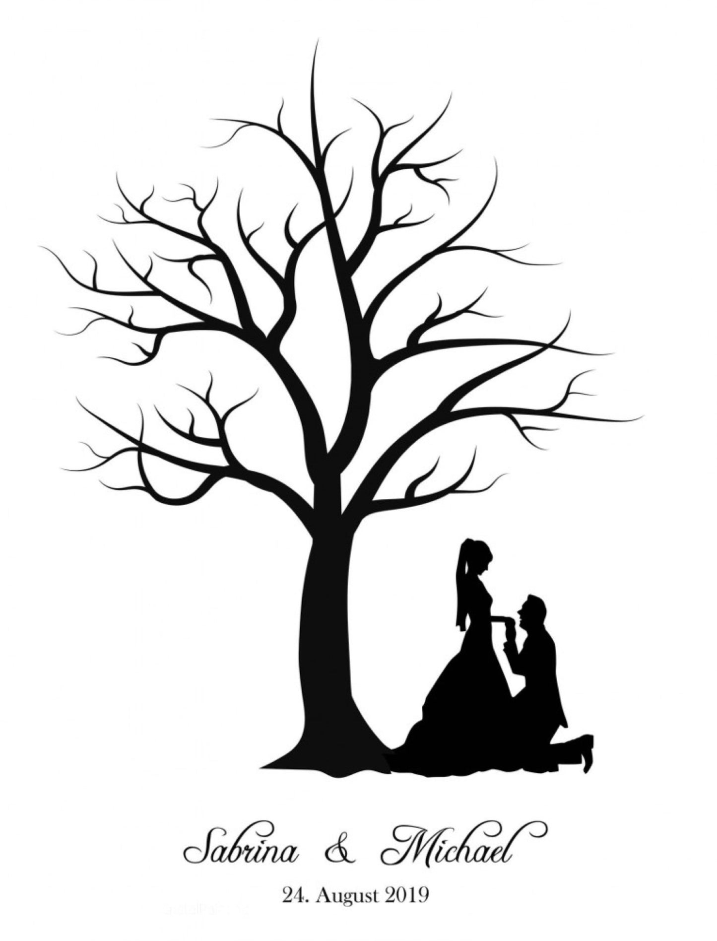 Fingerabdruck Gästebaum Hochzeitsgästebuch Brautpaar