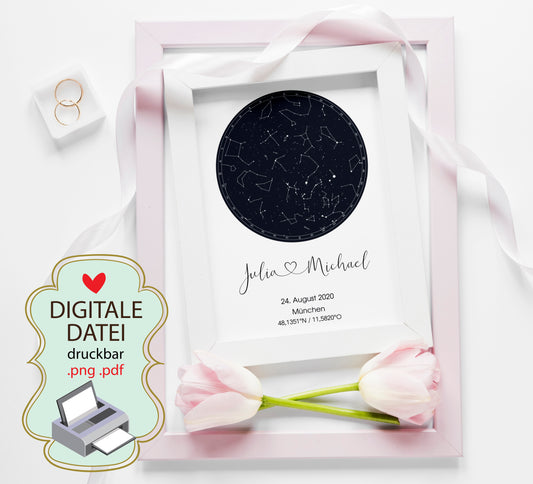 Sternenkarte Digitale Datei Sternenhimmel personalisiert