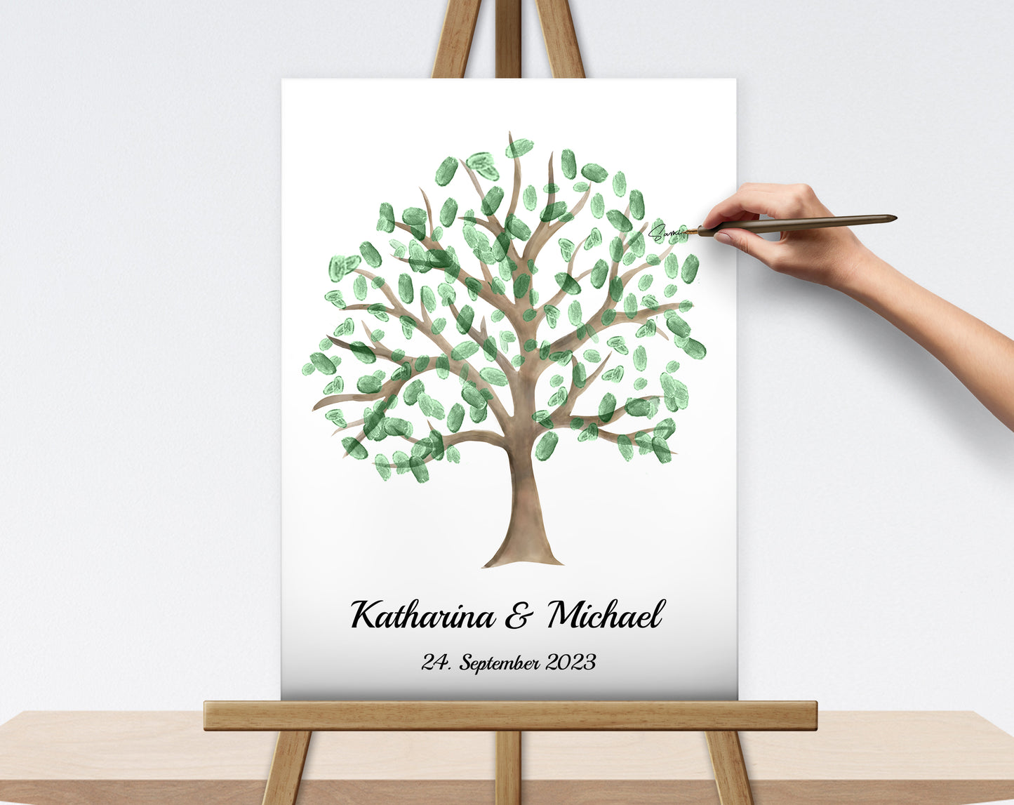 Aquarell Fingerabdruck Gästebuch Leinwand