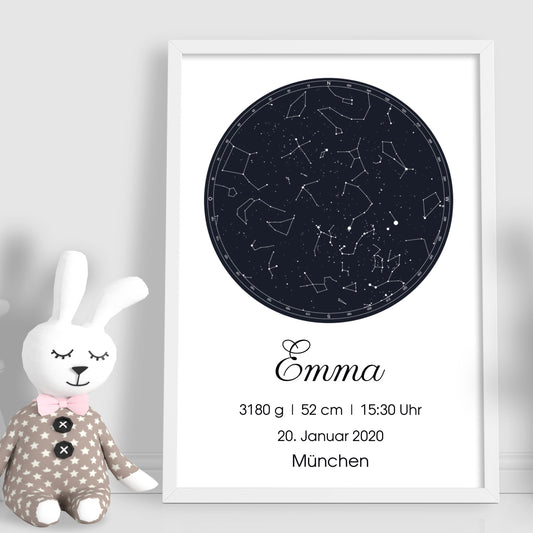 Sternenkarte Poster Sternenhimmel personalisiert