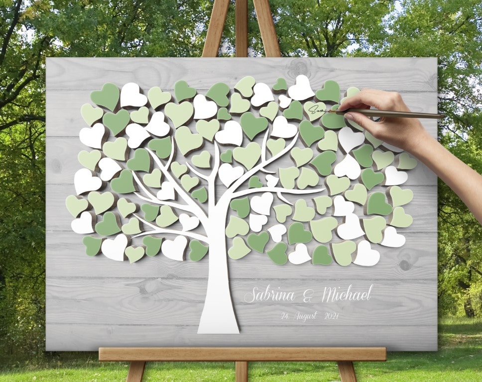 Hochzeitsgästebuch Ideen Gästebuch zur Hochzeit Leinwand Grün