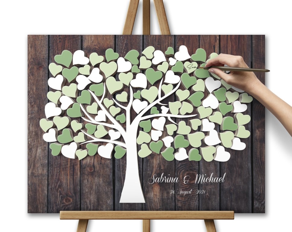 Hochzeitsgästebuch Ideen Gästebuch zur Hochzeit Leinwand Grün