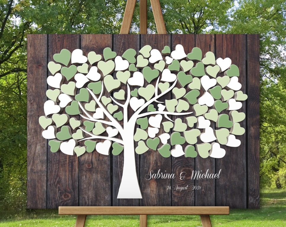 Hochzeitsgästebuch Ideen Gästebuch zur Hochzeit Leinwand Grün