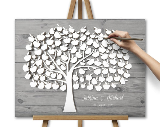 Das originelle Gästebuch für Eure Hochzeit Leinwand Apfelbaum