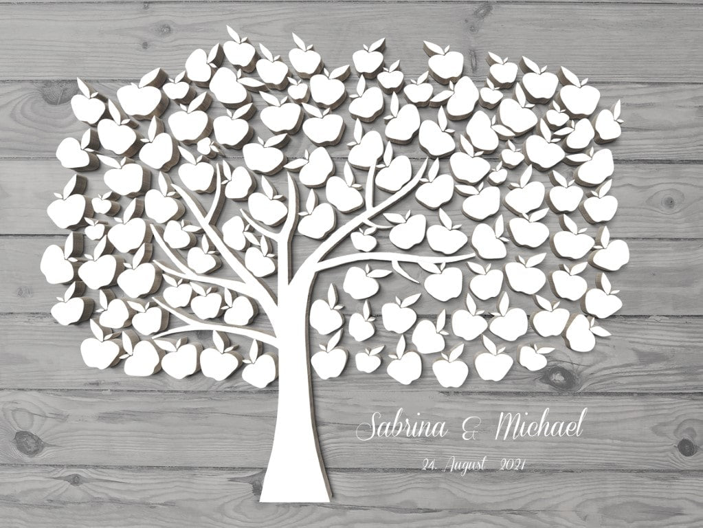 Das originelle Gästebuch für Eure Hochzeit Leinwand Apfelbaum