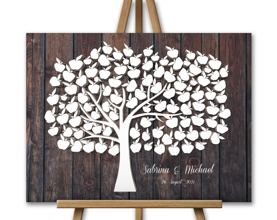 Das originelle Gästebuch für Eure Hochzeit Leinwand Apfelbaum