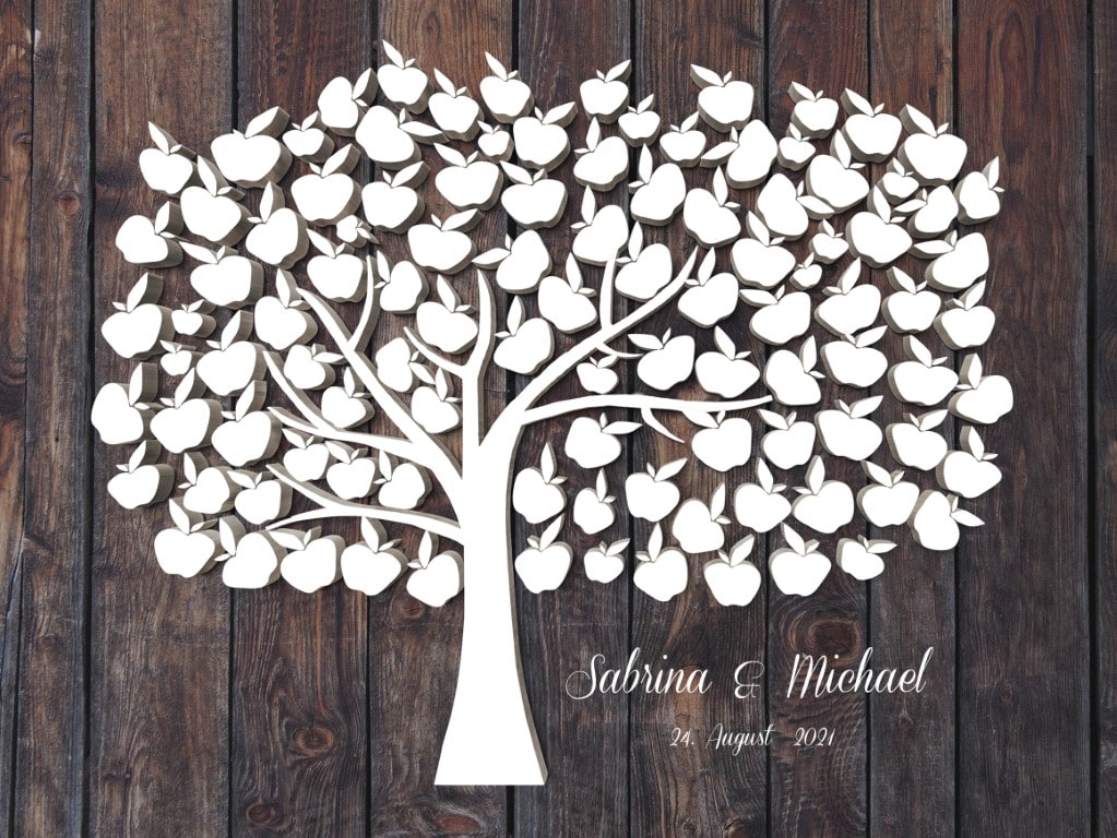 Das originelle Gästebuch für Eure Hochzeit Leinwand Apfelbaum