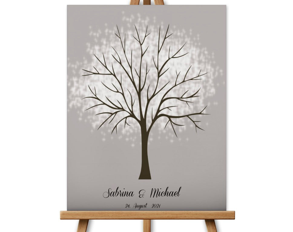 Grau Fingerabdruck Hochzeitsgästebuch auf Leinwand