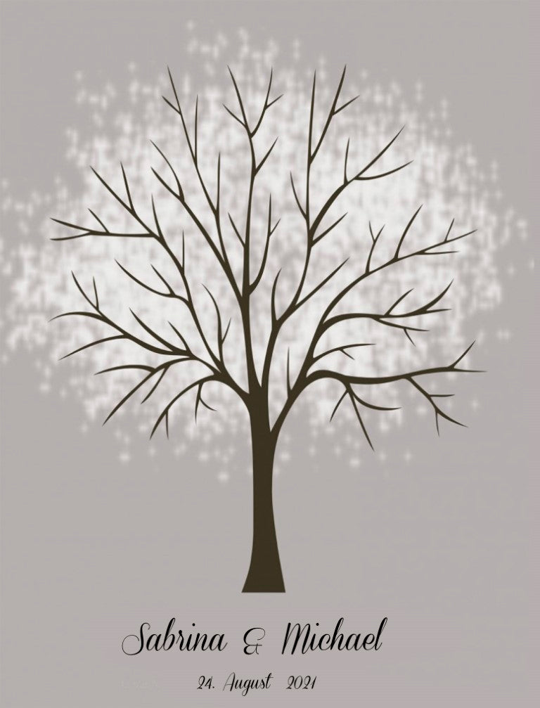 Grau Fingerabdruck Hochzeitsgästebuch auf Leinwand