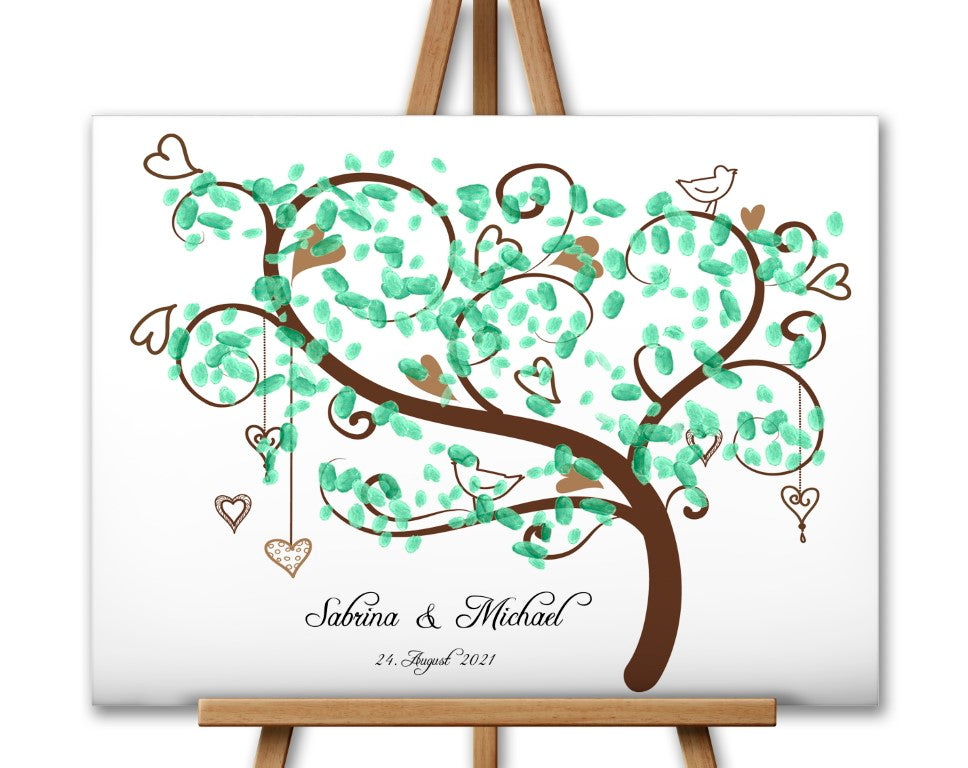 Geburtstag Hochzeit Fingerabdruck Gästebuch Leinwand