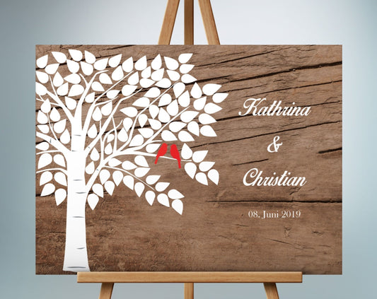 Kreative Gästebuch Alternativen für Eure Hochzeit Leinwand Vogel