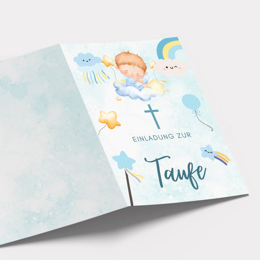 Taufkarte 10 Stk. Einladungskarte zur Taufe mit Umschlag