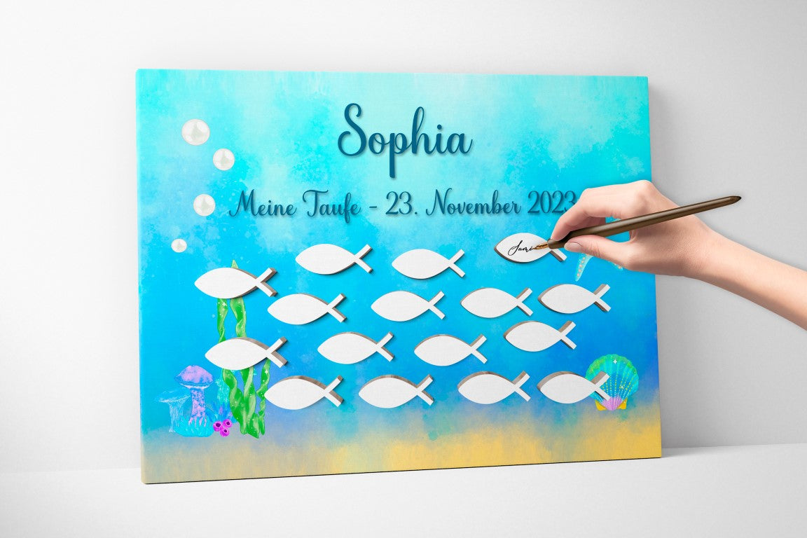 Tauffisch Taufgeschenk Fingerabdruck-Gästebuch Taufe