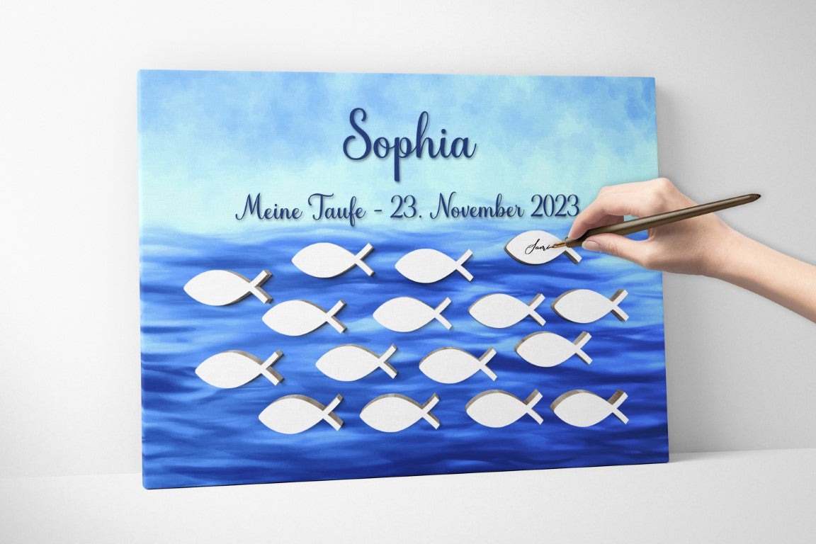 Tauffisch Taufgeschenk Fingerabdruck-Gästebuch Taufe
