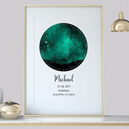 Sternenkarte Poster Sternenhimmel personalisiert