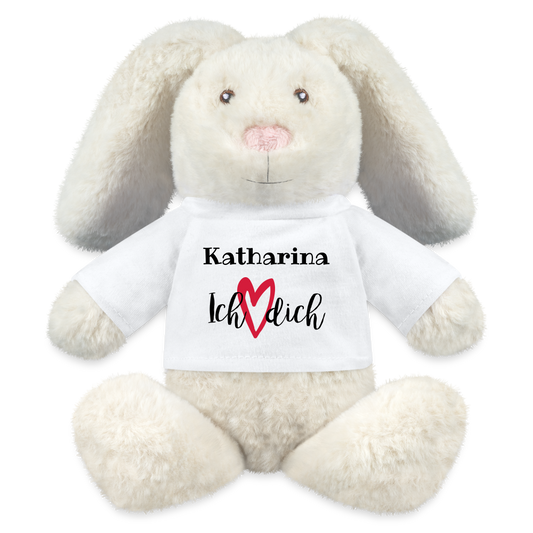 Personalisiertes Kuscheltier Hase - weiß