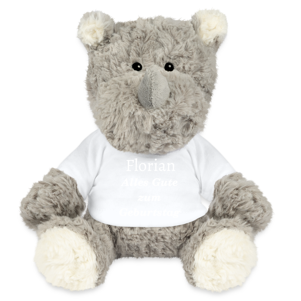 Personalisiertes Kuscheltier Stofftier Nashorn Svea - weiß