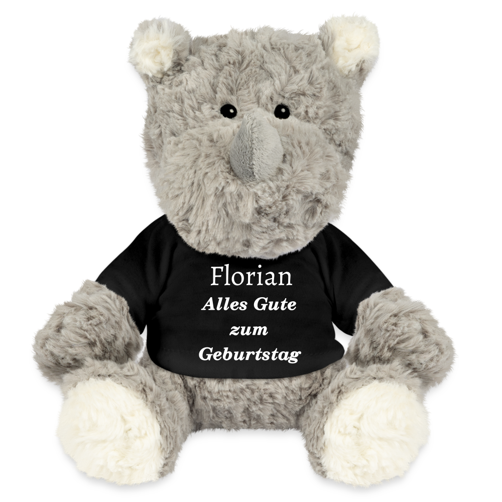 Personalisiertes Kuscheltier Stofftier Nashorn Svea - Schwarz