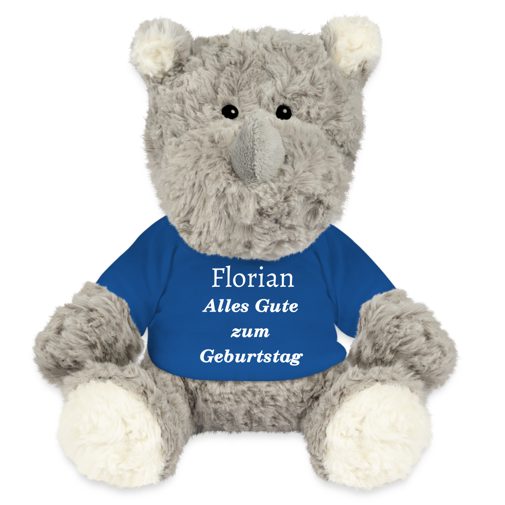 Personalisiertes Kuscheltier Stofftier Nashorn Svea - Königsblau