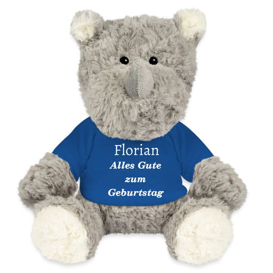 Personalisiertes Kuscheltier Stofftier Nashorn Svea - Königsblau