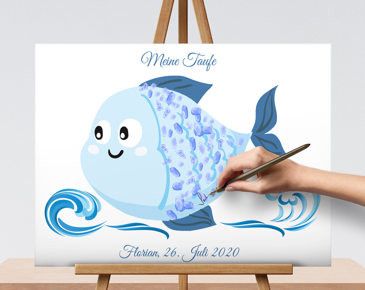 Tauffisch Taufgeschenk Fingerabdruck-Gästebuch Taufe