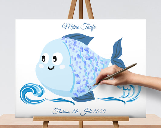 Tauffisch Taufgeschenk Fingerabdruck-Gästebuch Taufe