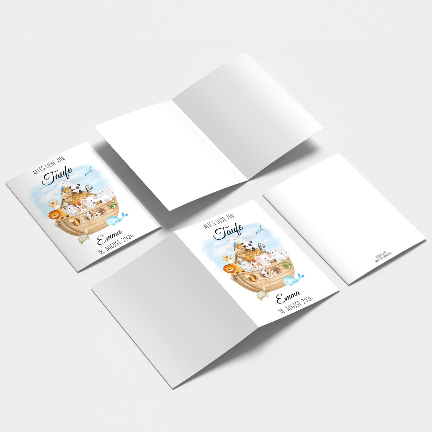 Taufkarte 10 Stk. TEinladungskarte mit Umschlag Arche Noah