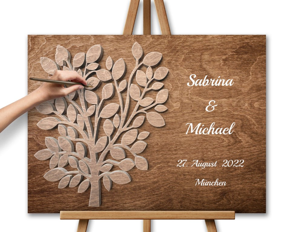 Hochzeitsgästebuch Alternative Vintage Holzeffekt