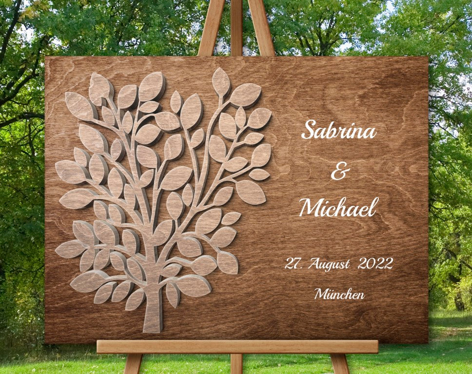 Hochzeitsgästebuch Alternative Vintage Holzeffekt