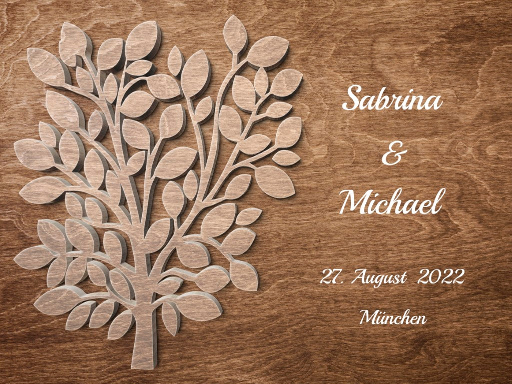 Hochzeitsgästebuch Alternative Vintage Holzeffekt