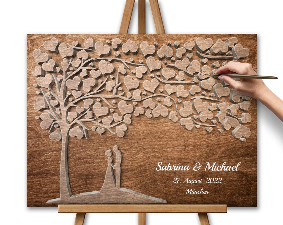 Gästebuch mit Holzeffekt Silberhochzeit Hochzeitsgeschenk Brautpaar