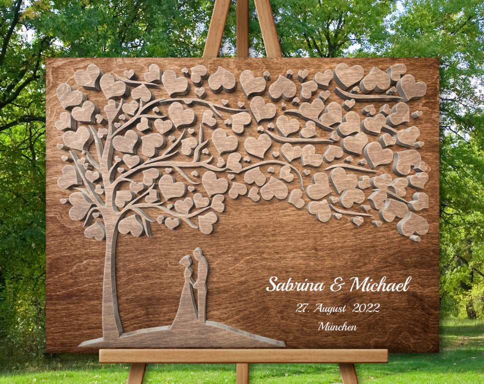 Gästebuch mit Holzeffekt Silberhochzeit Hochzeitsgeschenk Brautpaar