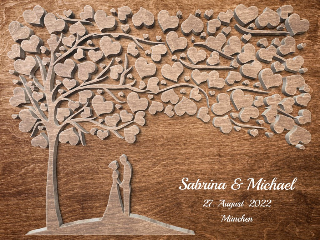 Gästebuch mit Holzeffekt Silberhochzeit Hochzeitsgeschenk Brautpaar